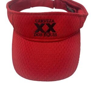 Cerveza Dos Equis Visor Hat Mens One Size Adjustable Promo Beer Logo Mesh Red